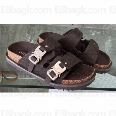 DIOR by BIRKENSTOCK Women/Men Slides in Nubuck Calfskin Coffee 2023