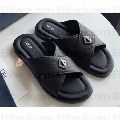 Dior Alias Men's Sandals in Grained Calfskin Black 2023