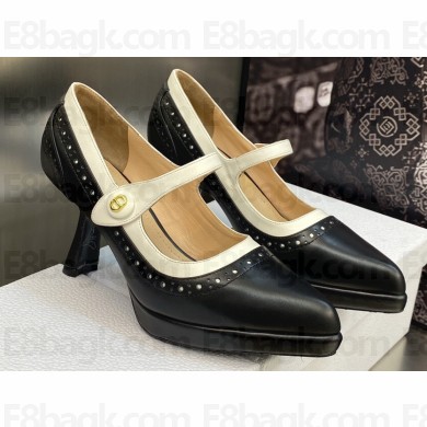 Dior Heel 8cm Spectadior Pumps in Black/White Perforated Calfskin 2023
