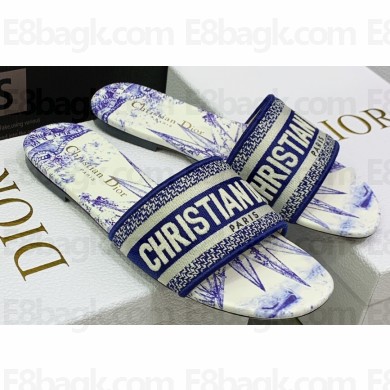 Dior Dway Flat Slides in Embroidered Cotton 02 2023