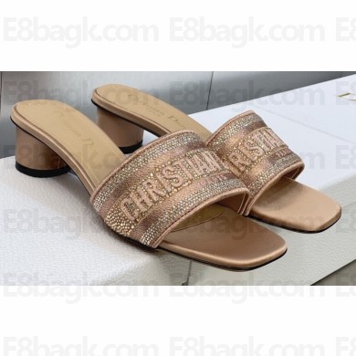 Dior Dway Heeled 4.5cm Slides in Embroidered Cotton 45 2023