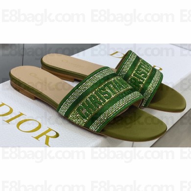 Dior Dway Flat Slides in Embroidered Cotton 41 2023
