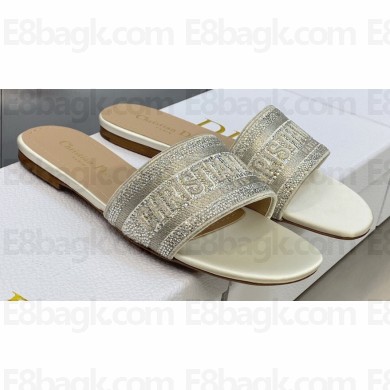 Dior Dway Flat Slides in Embroidered Cotton 36 2023
