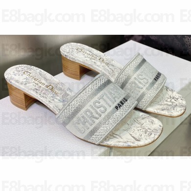 Dior Dway Heeled 4.5cm Slides in Embroidered Cotton 26 2023