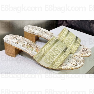 Dior Dway Heeled 4.5cm Slides in Embroidered Cotton 22 2023