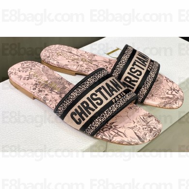 Dior Dway Flat Slides in Embroidered Cotton 22 2023