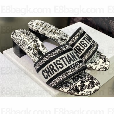 Dior Dway Heeled 4.5cm Slides in Embroidered Cotton 20 2023