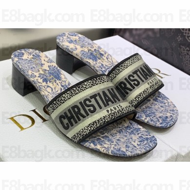 Dior Dway Heeled 4.5cm Slides in Embroidered Cotton 16 2023
