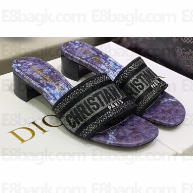 Dior Dway Heeled 4.5cm Slides in Embroidered Cotton 13 2023