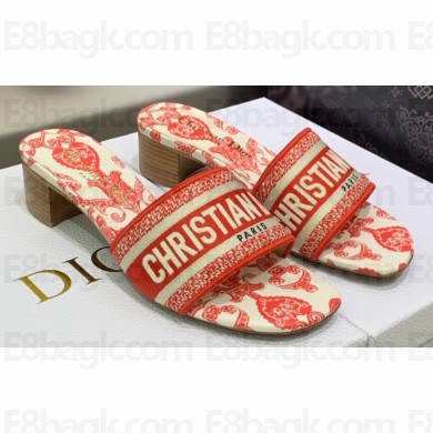 Dior Dway Heeled 4.5cm Slides in Embroidered Cotton 07 2023
