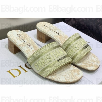 Dior Dway Heeled 4.5cm Slides in Embroidered Cotton 02 2023