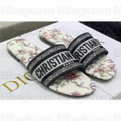 Dior Dway Flat Slides in Embroidered Cotton 13 2023
