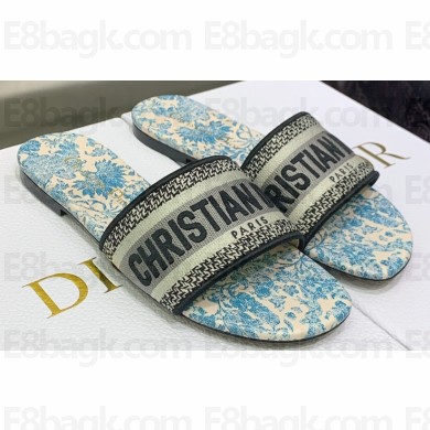 Dior Dway Flat Slides in Embroidered Cotton 10 2023