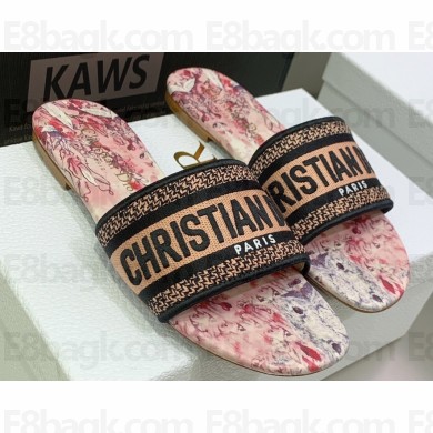 Dior Dway Flat Slides in Embroidered Cotton 08 2023