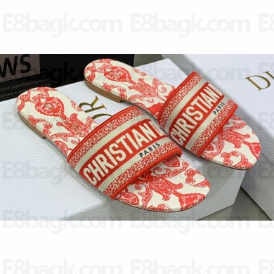 Dior Dway Flat Slides in Embroidered Cotton 07 2023