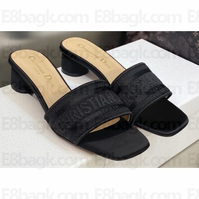Dior Dway Heeled 4.5cm Slides in Embroidered Cotton 52 2023