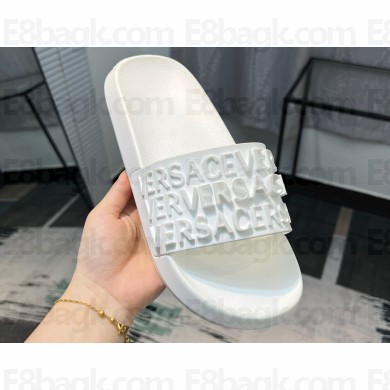 Versace Logo Lettering Rubber pool Slides White 2023