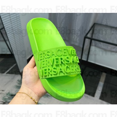 Versace Logo Lettering Rubber pool Slides Green 2023