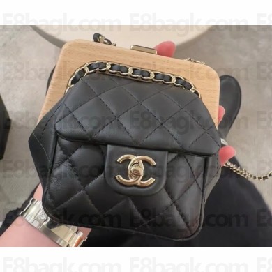 Chanel Lambskin Wood Small Clutch with Chain Bag AS3053 Black 2023