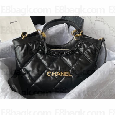 Chanel Waxy Calfskin Chain Shopping Tote Bag AS3688 Black 2023