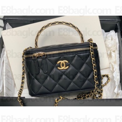 Chanel Lambskin Clutch with Chain Bag Black with Top Handle AP3383 2023