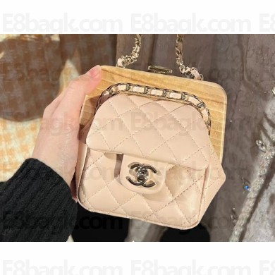 Chanel Lambskin Wood Small Clutch with Chain Bag AS3053 Beige 2023