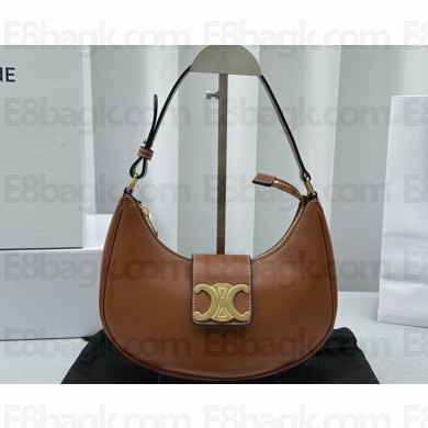 Celine Ava Triomphe Soft Bag in Smooth Calfskin Brown