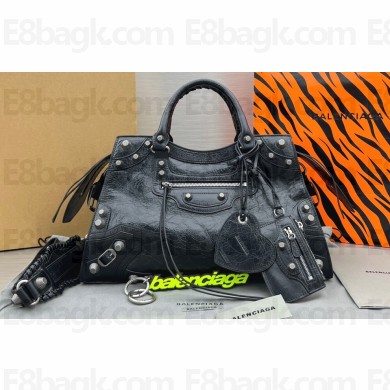 Balenciaga Arena Lambskin Neo Cagole City Handbag in Black