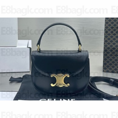 Celine Mini besace triomphe Bag in SHINY CALFSKIN Black