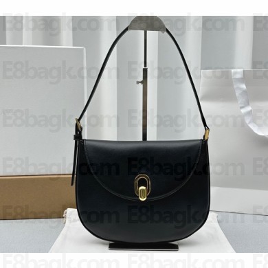 Savette Small Tondo Hobo Bag in Leather 1861 Black