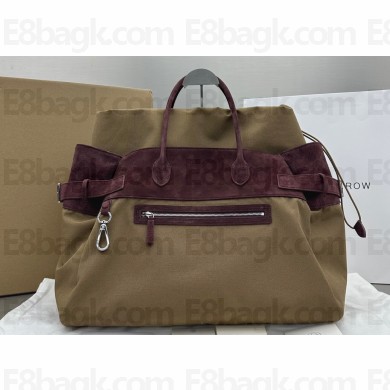 The Row Margaux 17 Inside-Out Bag in Canvas and Suede 1835 Burgundy