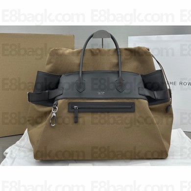 The Row Margaux 17 Inside-Out Bag in Canvas and Leather 1835 Brown