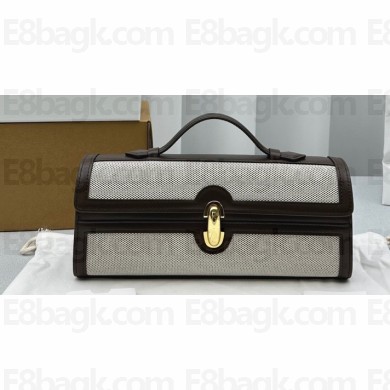 Savette Slim Symmetry Pochette Bag in Canvas 1858 Coffee