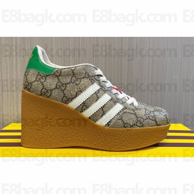 Gucci x Adidas Heel 9cm Platform 4cm Wedge Gazelle sneakers Beige 2023