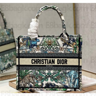 Dior Small Book Tote Bag in White Multicolor Étoile de Voyage Embroidery