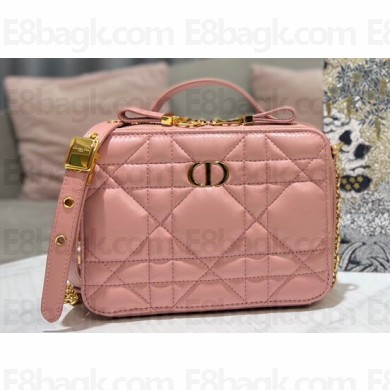 Dior Caro Box Bag in Quilted Macrocannage Calfskin Pink