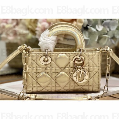 Dior Micro Lady D-Joy Bag in Iridescent and Cannage Lambskin Gold