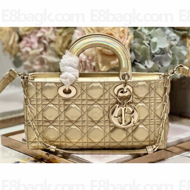 Dior Medium Lady D-Joy Bag in Iridescent and Cannage Lambskin Gold