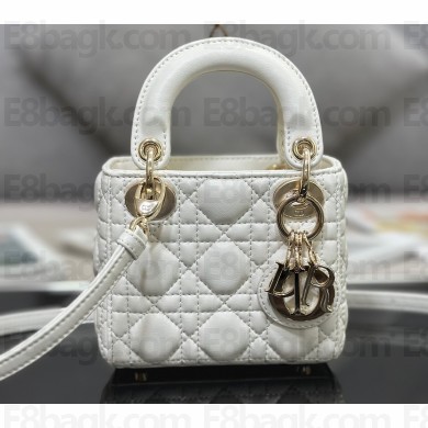 Lady Dior Micro Bag in Cannage Lambskin White