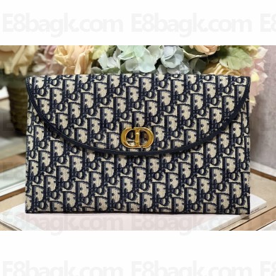 Dior 30 Montaigne Avenue Pouch with Flap bag in Blue Dior Oblique Jacquard