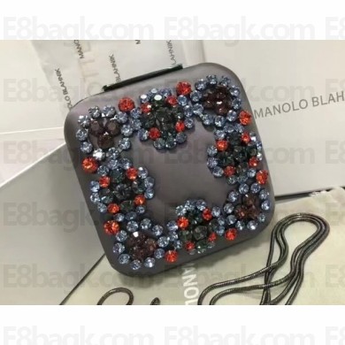 Manolo Blahnik Hangi Swarovski Silk Square Clutch Bag 03