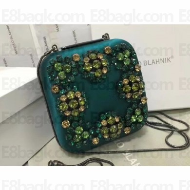 Manolo Blahnik Hangi Swarovski Silk Square Clutch Bag 09