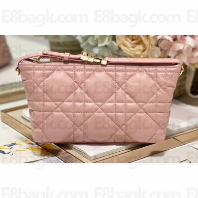 Dior Medium DiorTravel Nomad Pouch bag in Macrocannage Calfskin Pink
