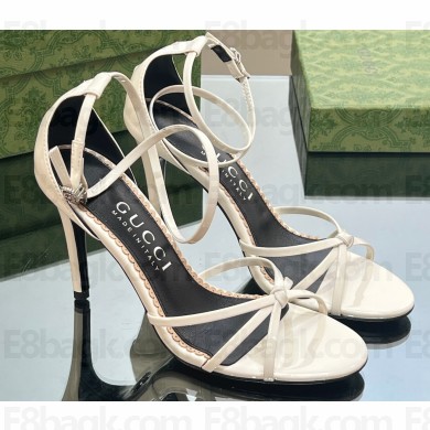 Gucci Heel 8.5cm strappy sandals with Crystal Double G 748867 patent Leather White 2023