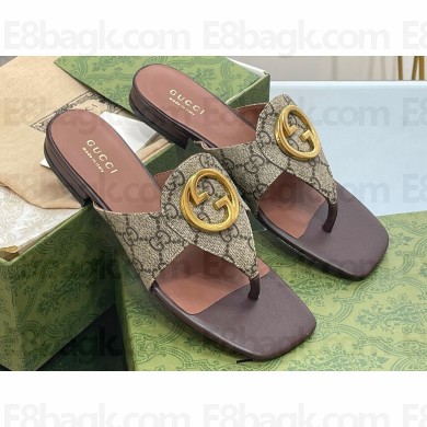 Gucci Blondie thong sandals 752659 Beige canvas 2023