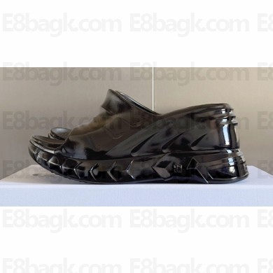 Givenchy Heel 10cm Platform 4.5cm Marshmallow wedge sandals in rubber Shiny Black 2023