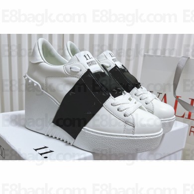 Valentino Heel 9cm platform 3cm Open Disco wedge Sneakers in calfskin White/Black 2023