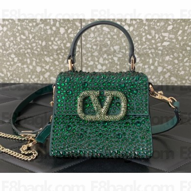 Valentino VSLING micro handbag Green WITH SPARKLING EMBROIDERY 2023
