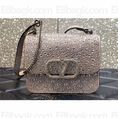 Valentino VSLING Shoulder Small Bag Nude WITH SPARKLING EMBROIDERY 2023