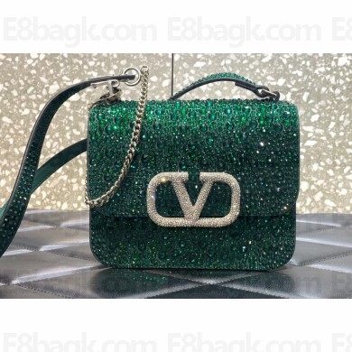 Valentino VSLING Shoulder Small Bag Green WITH SPARKLING EMBROIDERY 2023